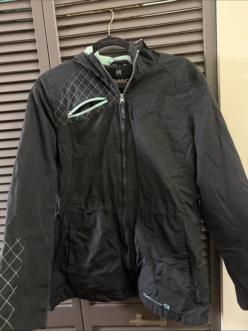 Men's Black Lightweight Hooded Jacket with Mint Accents